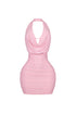 Opal Glow Lace Up Halter Mini Dress